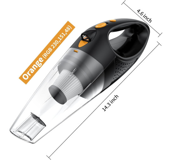 Беспроводной ручной пылесос Powools AK-007A с 2 фильтрами, оранжевый (my-19173)