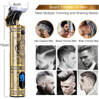 Беспроводной триммер LUQUEN JM-700A с Т-образным лезвием и светодиодной подсветкой, золотой (my-19150)