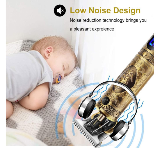 Беспроводной триммер LUQUEN JM-700A с Т-образным лезвием и светодиодной подсветкой, золотой (my-19150)