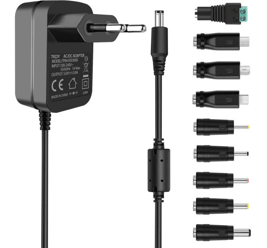 Блок живлення TKDY TP04-050300E 5 В 3 А, 5 В 3 А, 2,5 А, 2 А, 1,5 А, 1 А, 0,5 А, 0,3 А, чорний (my-19177)