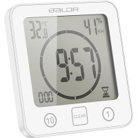 Годинники для ванної кімнати ALLOMN з будильником, водонепроникні, сенсорне управління, білий (my-19155)