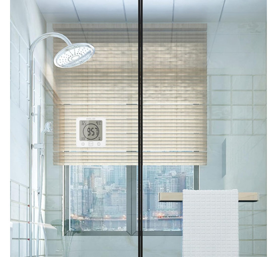 Годинники для ванної кімнати ALLOMN з будильником, водонепроникні, сенсорне управління, білий (my-19155)