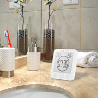 Годинники для ванної кімнати ALLOMN з будильником, водонепроникні, сенсорне управління, білий (my-19155)