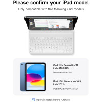 Чехол-клавиатура HOU для iPad 10/11 A16, ультратонкий, магнитный, белый (my-19119)