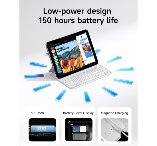 Чохол-клавіатура HOU для iPad 10/11 A16, ультратонкий, магнітний, білий (my-19119)