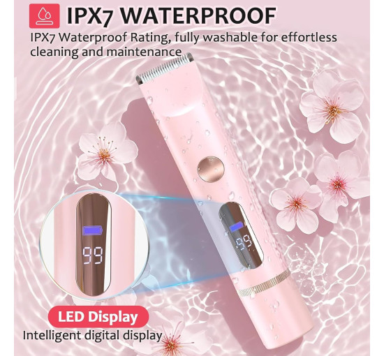 Электробритва Thtthy HB1190 для зоны бикини с ЖК-дисплеем, с двумя головками, розовый (my-19139)