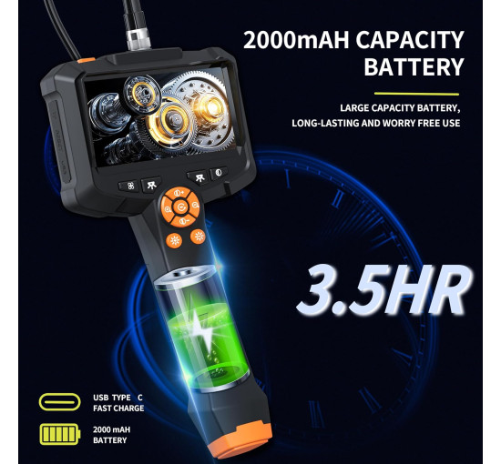 Ендоскопічна камера з підсвічуванням Daxiongmao, HD-бороскоп 1080P з 8 регульованими лампами, 4,3 дюйми (my-19129)