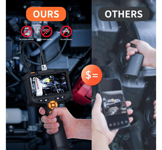 Ендоскопічна камера з підсвічуванням Daxiongmao, HD-бороскоп 1080P з 8 регульованими лампами, 4,3 дюйми (my-19129)