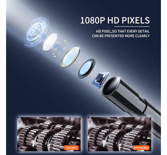 Ендоскопічна камера з підсвічуванням Daxiongmao, HD-бороскоп 1080P з 8 регульованими лампами, 4,3 дюйми (my-19129)