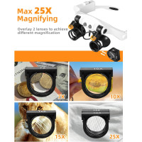 Гарнитура с увеличительными очками Anpro ACANDJ0201,  увеличением 25X 14 линзами, белый (my-19091)