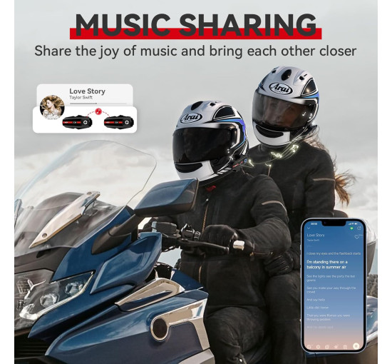 Гарнітура XGP Bluetooth для мотоциклетного шолома, для двох мотоциклістів, чорний (my-19072)