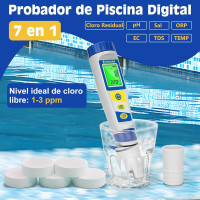 Измеритель хлора UIUZMAR, pH и соли для бассейнов 7-в-1(my-19161)