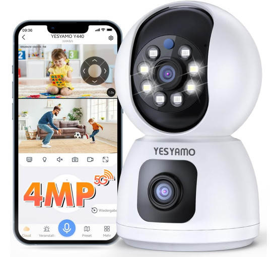 Камера відеоспостереження YESYAMO Y440 роздільною здатністю 2K та 4 Мп, з оглядом 360°, білий (my-19127) Камера відеоспостереження YESYAMO Y440 роздільною здатністю 2K та 4 Мп, з оглядом 360°, білий (my-19127)