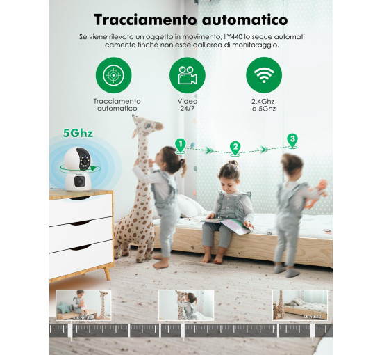 Камера відеоспостереження YESYAMO Y440 роздільною здатністю 2K та 4 Мп, з оглядом 360°, білий (my-19127)