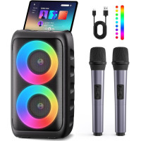 Караоке-система HEEBUKE T08, поддержка TWS/TF/USB/AUX, черный серебристый (my-19114)