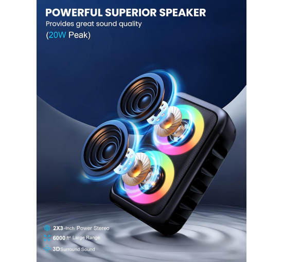 Караоке-система HEEBUKE T08, поддержка TWS/TF/USB/AUX, черный серебристый (my-19114)