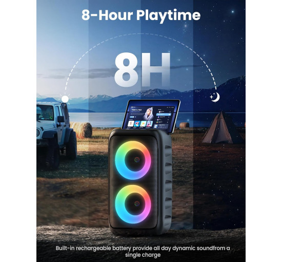 Караоке-система HEEBUKE T08, поддержка TWS/TF/USB/AUX, черный серебристый (my-19114)