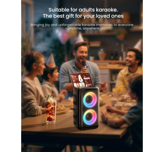 Караоке-система HEEBUKE T08, поддержка TWS/TF/USB/AUX, черный серебристый (my-19114)