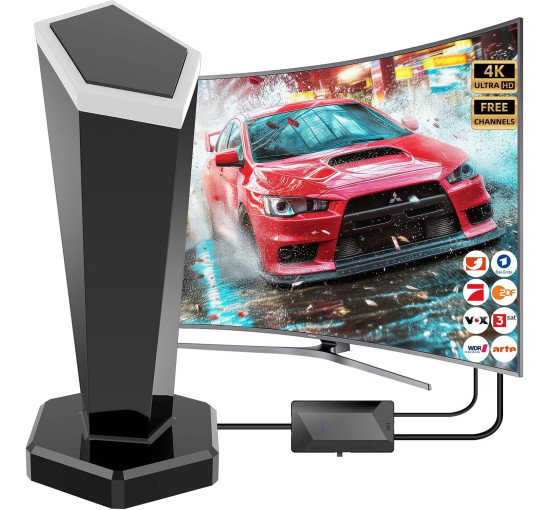 Кімнатна HDTV-антена QGClearSO DE-15806 для телевізорів з магнітною основою, сірий (my-19094)