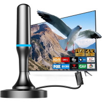 Комнатная цифровая телевизионная антенна DTB TECH дальнего действия с усилителем сигнала, 4K 1080P HDTV, черная (my-19111)