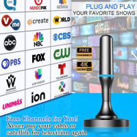 Кімнатна цифрова телевізійна антена DTB TECH дальньої дії із підсилювачем сигналу, 4K 1080P HDTV, чорна (my-19111)