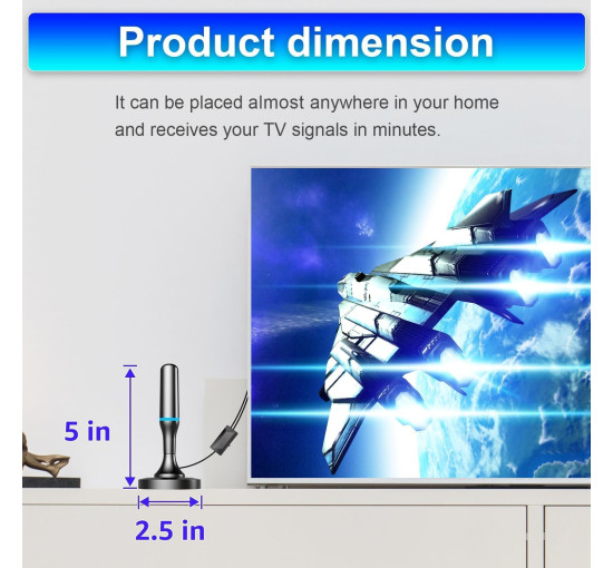 Комнатная цифровая телевизионная антенна DTB TECH дальнего действия с усилителем сигнала, 4K 1080P HDTV, черная (my-19111)