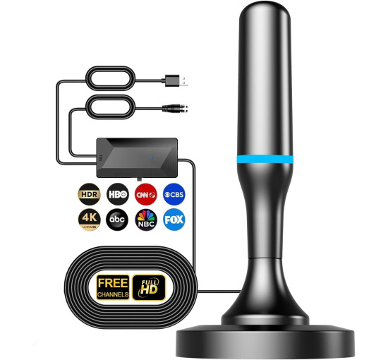 Комнатная цифровая телевизионная антенна DTB TECH дальнего действия с усилителем сигнала, 4K 1080P HDTV, черная (my-19111)