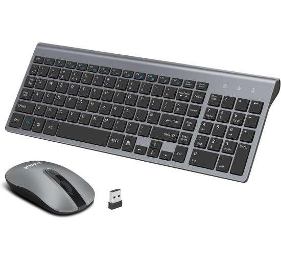 Комплект беспроводной клавиатуры и мыши LeadsaiL, серый (my-19136) Комплект беспроводной клавиатуры и мыши LeadsaiL, серый (my-19136)