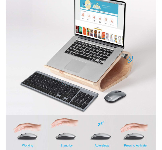 Комплект беспроводной клавиатуры и мыши LeadsaiL, серый (my-19136)