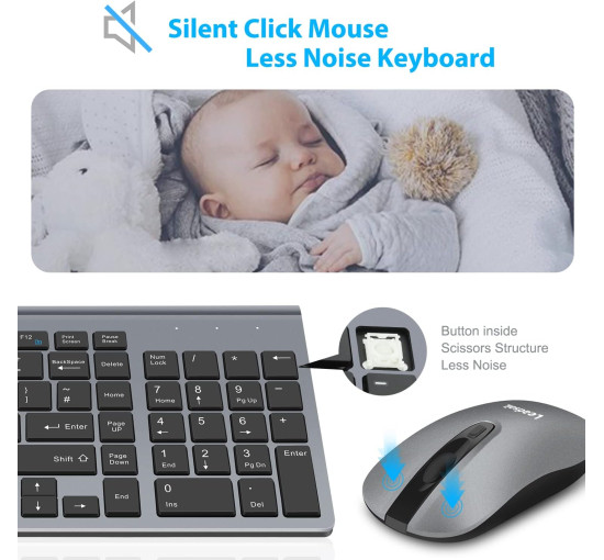 Комплект беспроводной клавиатуры и мыши LeadsaiL, серый (my-19136)