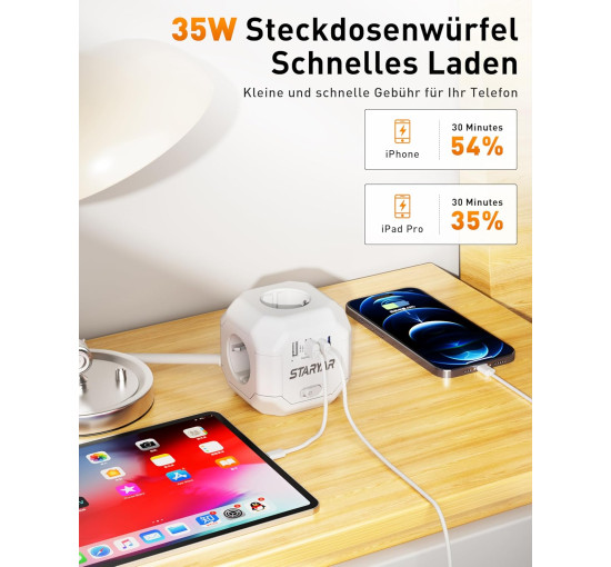 Куб із розетками STARYAR P194-35W 35 Вт, білий (my-19123)