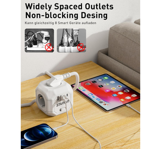 Куб із розетками STARYAR P194-35W 35 Вт, білий (my-19123)