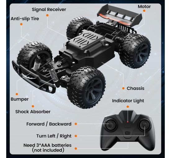 Машинка с дистанционным управлением Buoeuik Монстр-трак, 2,4 ГГц со светодиодными фарами (my-19192)