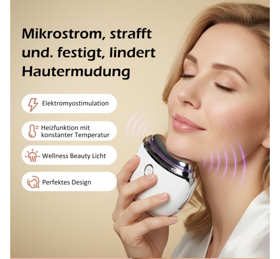 Масажер для обличчя Rolandus FY-Z2401DL з вібрацією та нагріванням, білий (my-19154)