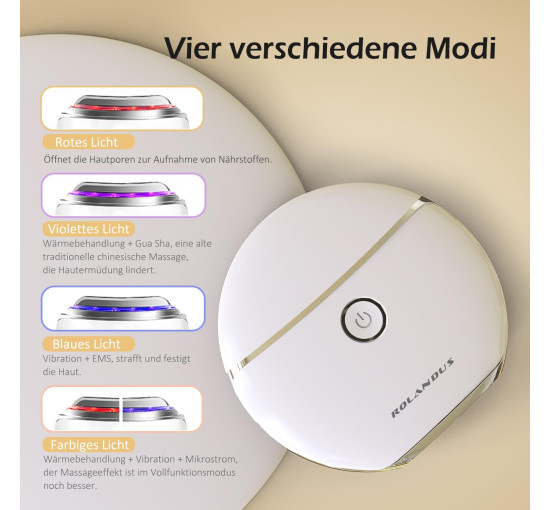 Масажер для обличчя Rolandus FY-Z2401DL з вібрацією та нагріванням, білий (my-19154)