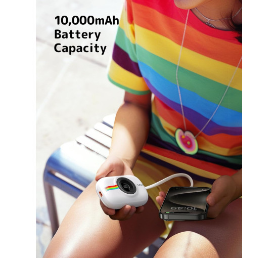 Мини-зарядное устройство VRURC T6S с кабелем, 10000 мАч, 20 Вт, быстрая зарядка, белый (my-19157)