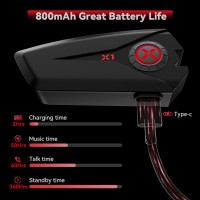 Мотоциклетні навушники XGP X1 Bluetooth V5.3 з голосовим помічником, динаміки шолома 40 мм, чорний (my-19190)