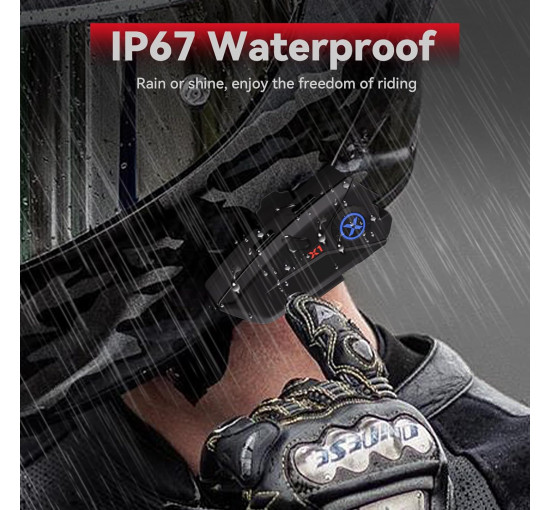 Мотоциклетні навушники XGP X1 Bluetooth V5.3 з голосовим помічником, динаміки шолома 40 мм, чорний (my-19190)