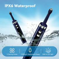 Набір для відбілювання зубів Jeyoe, з 5 змінними головками та режимами чищення, синій (my-19056)