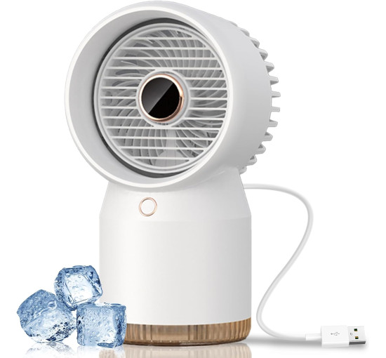 Настільний вентилятор WAVV DF01 з водяним охолодженням, 4 швидкості, зволоження 18 годин, білий (my-19188)
