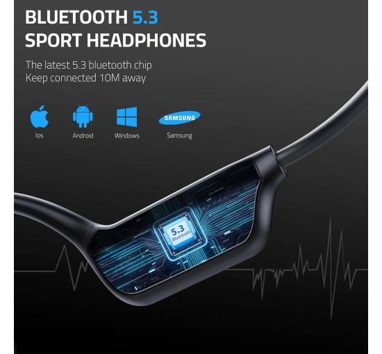 Наушники открытого типа Tulbeys X7 black с костной проводимостью, Bluetooth 5.3, MP3-плеер 32G, черный (my-19149)