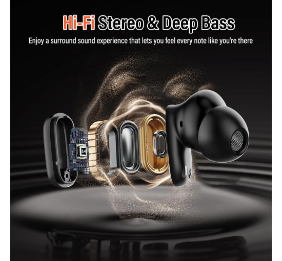 Навушники-вкладиші Conyat H63 з функцією перекладу на основі штучного інтелекту, Bluetooth 5.4, чорний (my-19153)