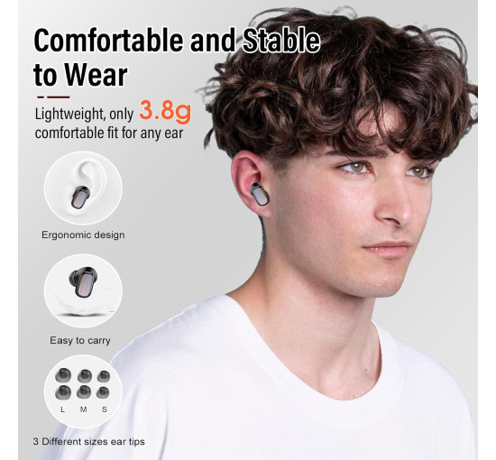 Навушники-вкладиші Conyat H63 з функцією перекладу на основі штучного інтелекту, Bluetooth 5.4, чорний (my-19153)