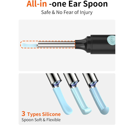 Отоскоп Hopefox для видалення вушної сірки, 1080P HD з камерою та 6 світлодіодами (my-19176)