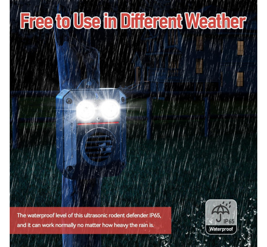 Отпугиватель куниц MEKEET UR06 для сада с мигающим светом и ультразвуком (my-19166)