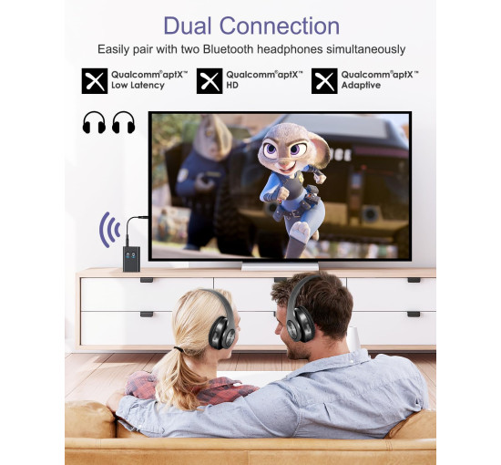 Передавач-приймач OQIMAX EU-CP327 Bluetooth, адаптер для навушників Bluetooth з підтримкою APTX (my-19164)