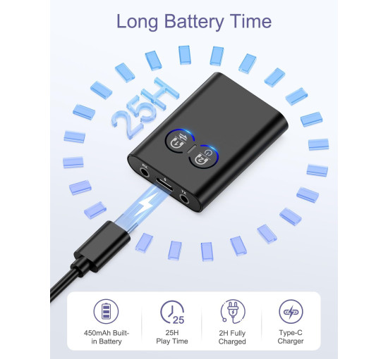 Передавач-приймач OQIMAX EU-CP327 Bluetooth, адаптер для навушників Bluetooth з підтримкою APTX (my-19164)