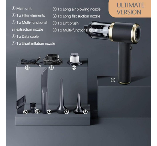 Портативный автомобильный пылесос Generic LT-132, черный (my-19197)