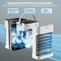 Портативный кондиционер, двойной двигатель и лопасти вентилятора, с дистанционным управлением, 3 скорости, белый (my-19083) Портативный кондиционер, двойной двигатель и лопасти вентилятора, с дистанционным управлением, 3 скорости, белый (my-19083)