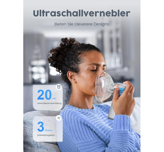 Портативный небулайзер Mioduro MESH-S600C с мундштуком и 2 масками (my-19200)